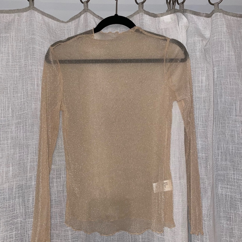Urban Outfitters Shimmering Beige Long Sleeve Top